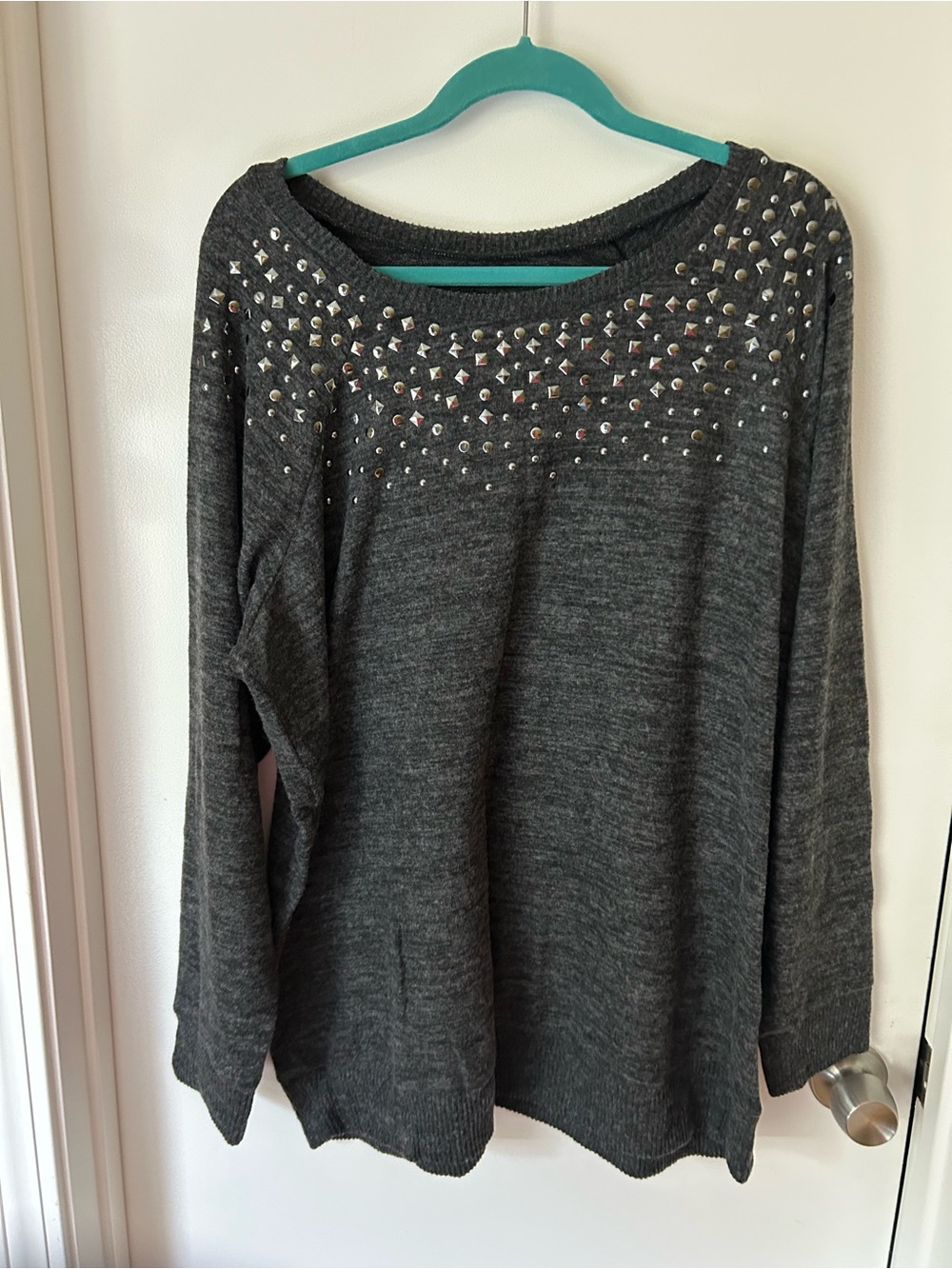 torrid Dark Gray Studded Scoop Neck Sweater